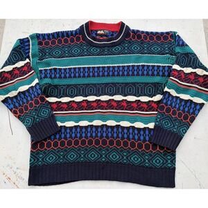 Men's Vintage Lightning Bolt Sweater Multicolor L 90s Grunge Cosby Grandpacore